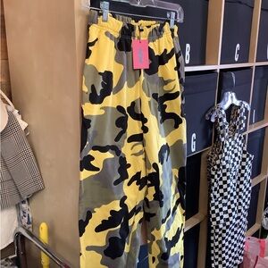 Edikted Yellow, Green & Black Camo Joggers